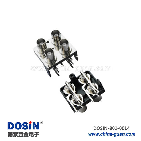 801-0014 bnc端子板PCB彎式鋅合金四同軸射頻母頭50歐連接器