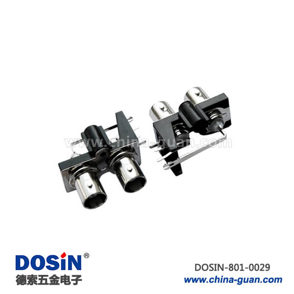 801-0029 bnc接口板端PCB黑色塑膠外殼射頻同軸連接器彎式母頭