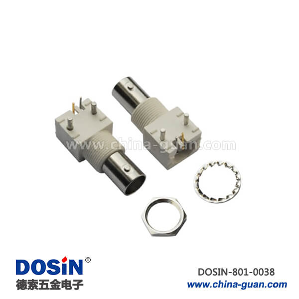 801-0038 bnc插座母頭彎式50歐姆絕緣RF射頻同軸連接器PCB板端