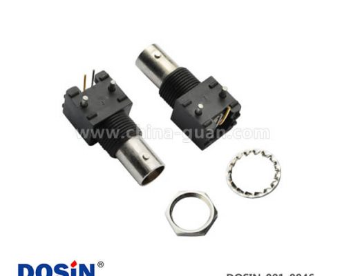 50歐姆bnc射頻同軸連接器黑色外殼彎式母頭絕緣PCB板端