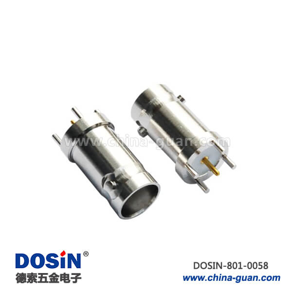 801-0058 bnc電阻50歐姆直式鋅合金母頭4角同軸射頻連接器PCB板