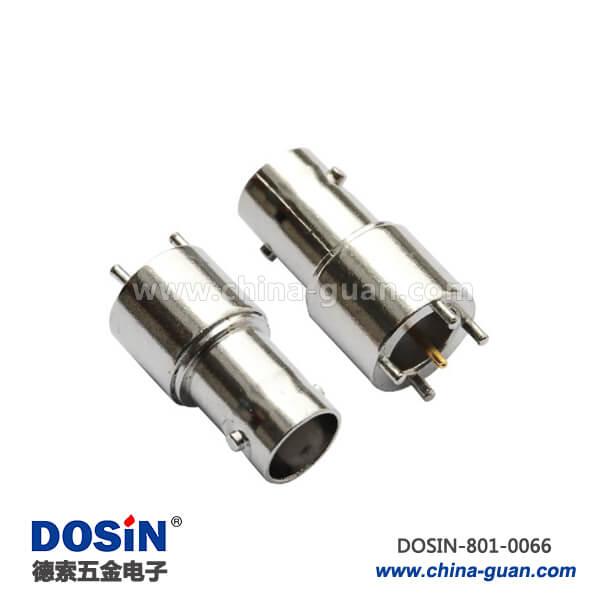 801-0066 bnc同軸射頻連接器直式4腳母頭鋅合金PCB插座板