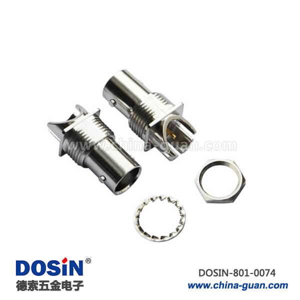801-0074 bnc 阻抗PCB板端直式鋅合金母頭穿墻射頻同軸連接器