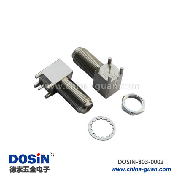 803-0002 pcb連接器頭90度RF射頻同軸F頭彎式穿墻母頭接板