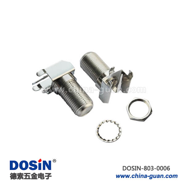 803-0006 f連接器RF同軸射頻彎式母頭穿墻PCB板端