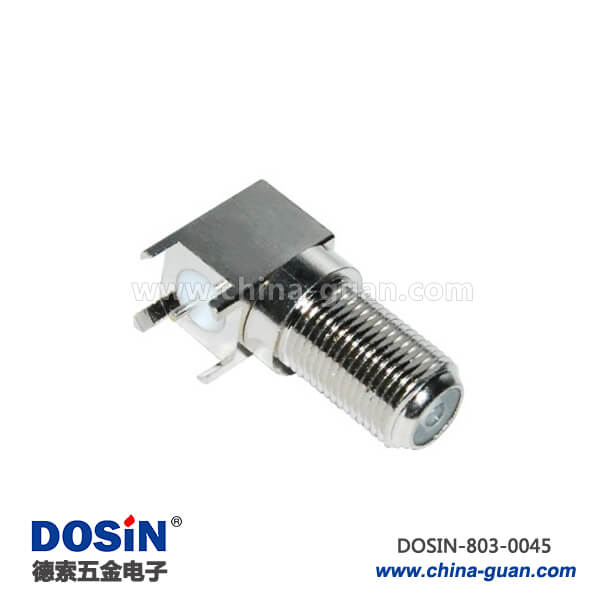 803-0045 有線電視接頭 f頭彎式方形4腳母頭射頻同軸連接器