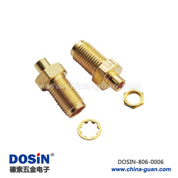 sma同軸連接器直式穿墻焊接鍍金同軸線纜 sma同軸連接器直式穿墻焊接鍍金同軸線纜