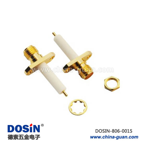 專業射頻同軸連接器sma型2孔法蘭穿墻式面板安裝 專業射頻同軸連接器sma型2孔法蘭穿墻式面板安裝