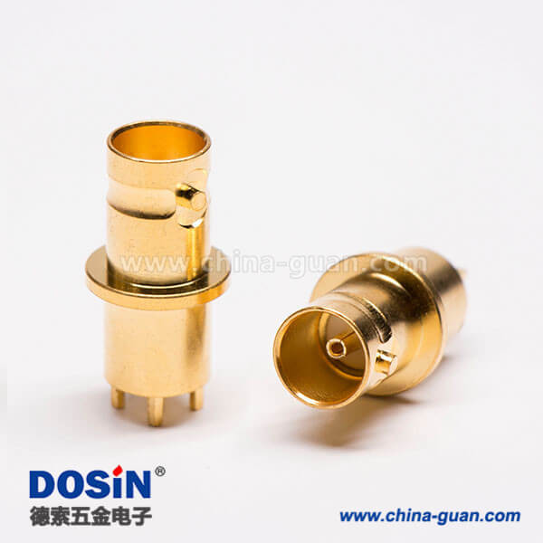 DOSIN-801-0427 BNC母頭接頭直式鍍金穿孔面板安裝連接器