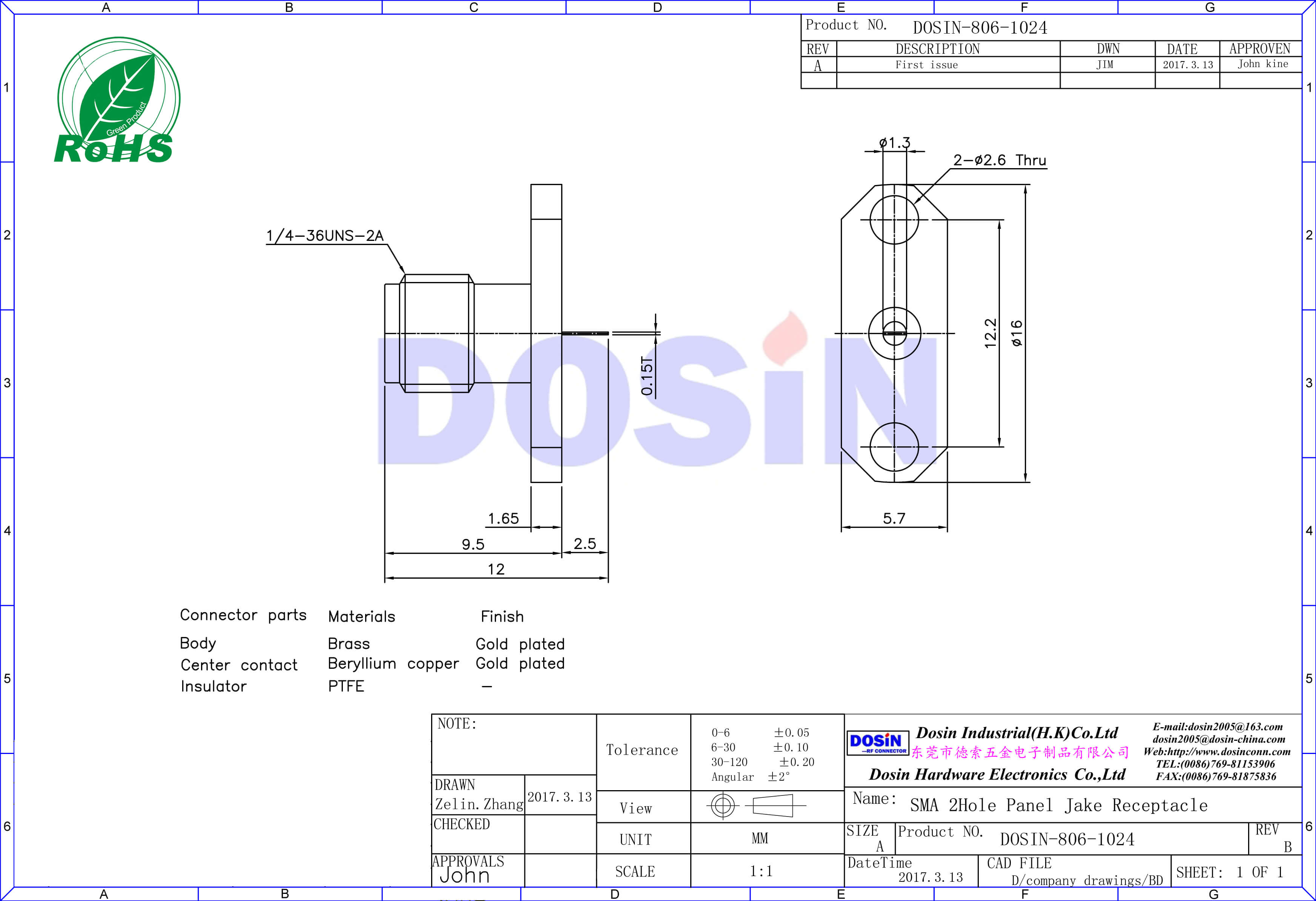 sma法蘭盤直式2孔鍍金母頭面板安裝