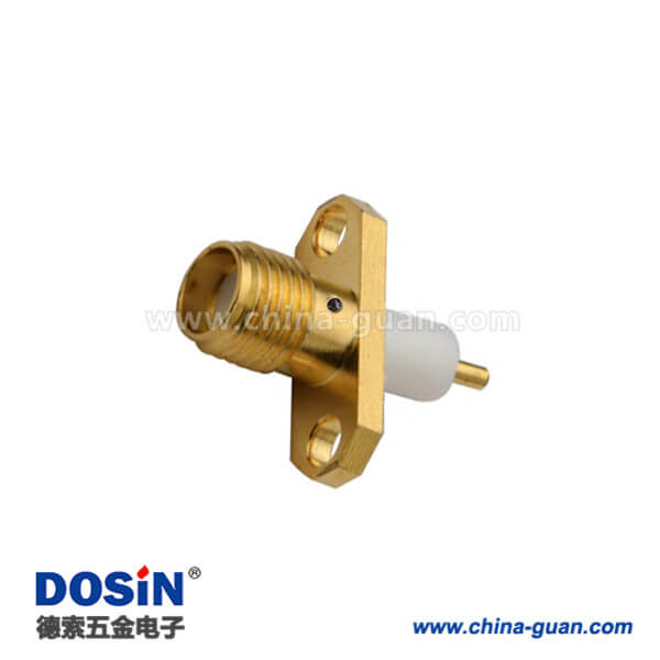DOSIN-806-1031 SMA母頭板端法蘭盤2孔射頻同軸連接器直式延長鐵氟龍面板安裝