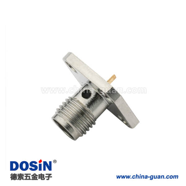 DOSIN-806-1036 SMA樹脂灌膠法蘭盤4孔直式母頭連接器面板安裝視頻線頭