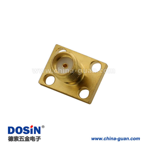 DOSIN-806-1038 sma視頻插頭母頭射頻同軸連接器4孔方形法蘭盤直式面板安裝