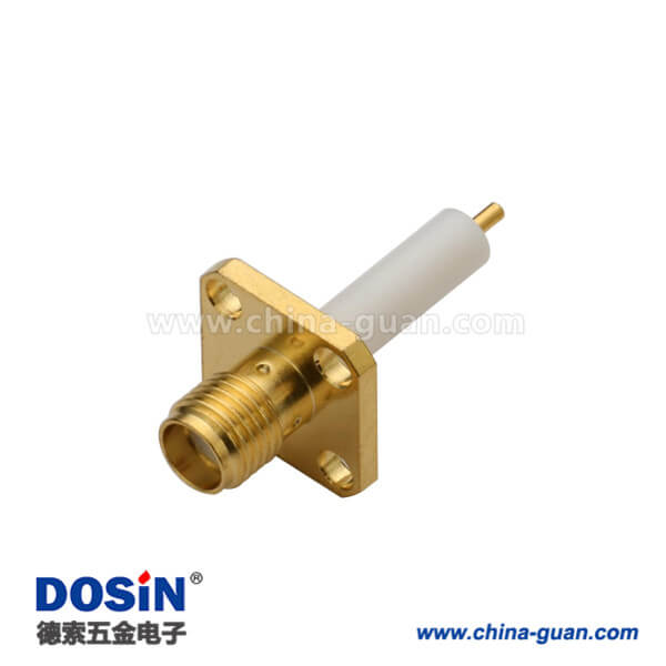 DOSIN-806-1041 sma法蘭盤4孔直式母頭延長鐵氟龍面板安裝板端計算機視頻線接頭