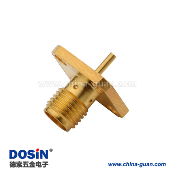 DOSIN-806-1042 SMA4孔法蘭盤射頻同軸連接器直式母頭面板安裝av視頻插頭