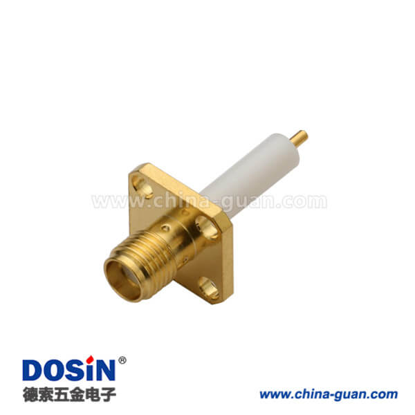 DOSIN-806-1047 SMA4孔法蘭直式母頭延長鐵氟龍面板安裝連接器