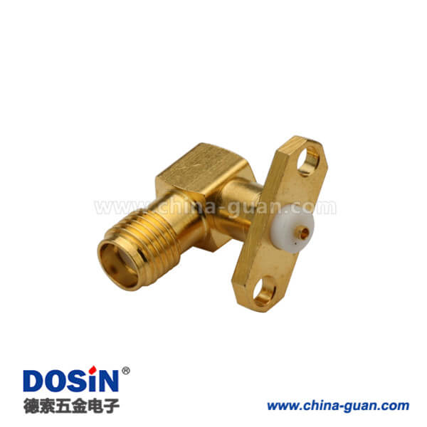 DOSIN-806-1060 SMA接頭彎式兩孔法蘭面板安裝鍍金母頭
