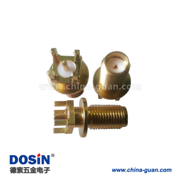 DOSIN-806-1069 SMA穿墻直式母頭連接器PCB穿孔式安裝鍍金SMA
