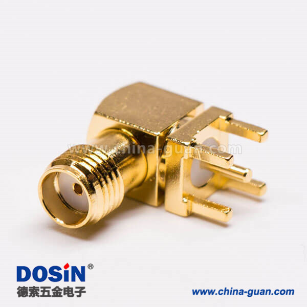 DOSIN-123-Q Model SMA母接頭90度板端PCB板穿孔式插座