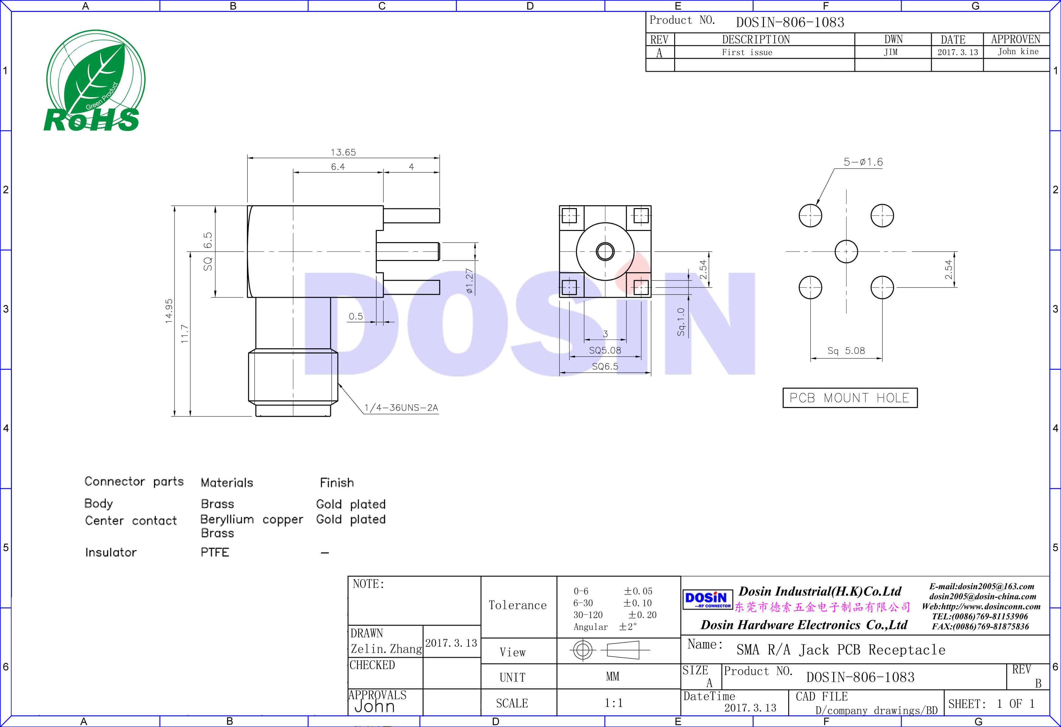 SMA彎式母接頭接pcb板插座