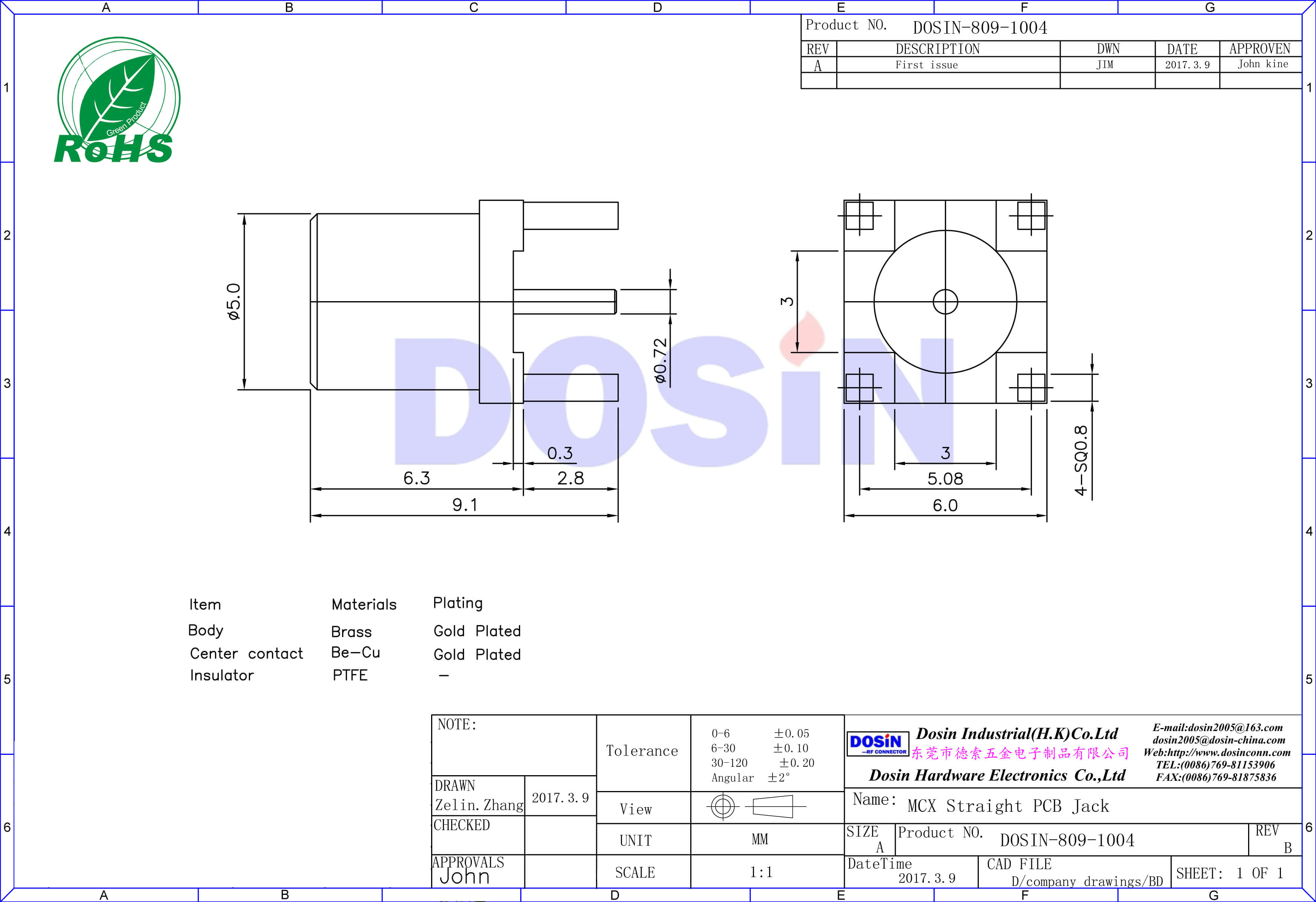 mcx直插式鍍金面板安裝母頭優質射頻同軸連接器
