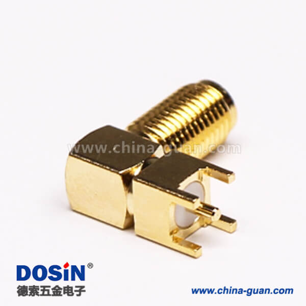 11-1 SMA直角彎頭RF連接器鍍金母頭插PCB板
