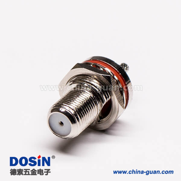 16 f母頭視頻接頭防水直式穿墻壓接式PCB板端