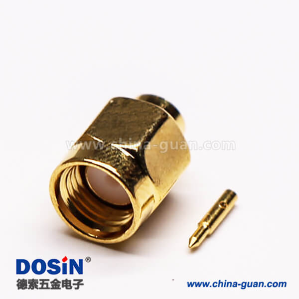 2 SMA型直式公頭公針鍍金焊接式接同軸線纜