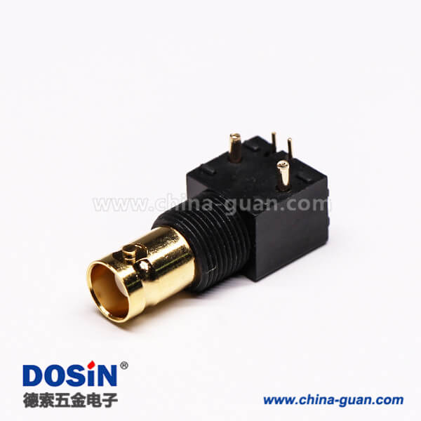 2 bnc彎頭焊板安裝母頭鍍金黑膠接PCB板