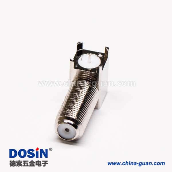 3 f型接頭前鎖穿墻彎式母頭接PCB插孔式