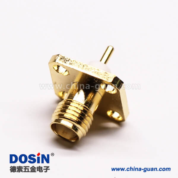 5 SMA接頭帶法蘭四孔母頭PTFE穿孔插板