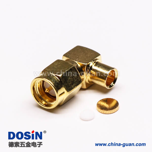 6 SMA線焊接公頭公針彎頭鍍金接同軸線纜