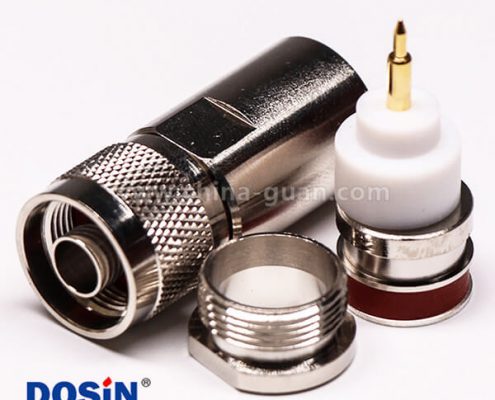 6 同軸N型接頭公頭180度直式螺母鎖緊接線