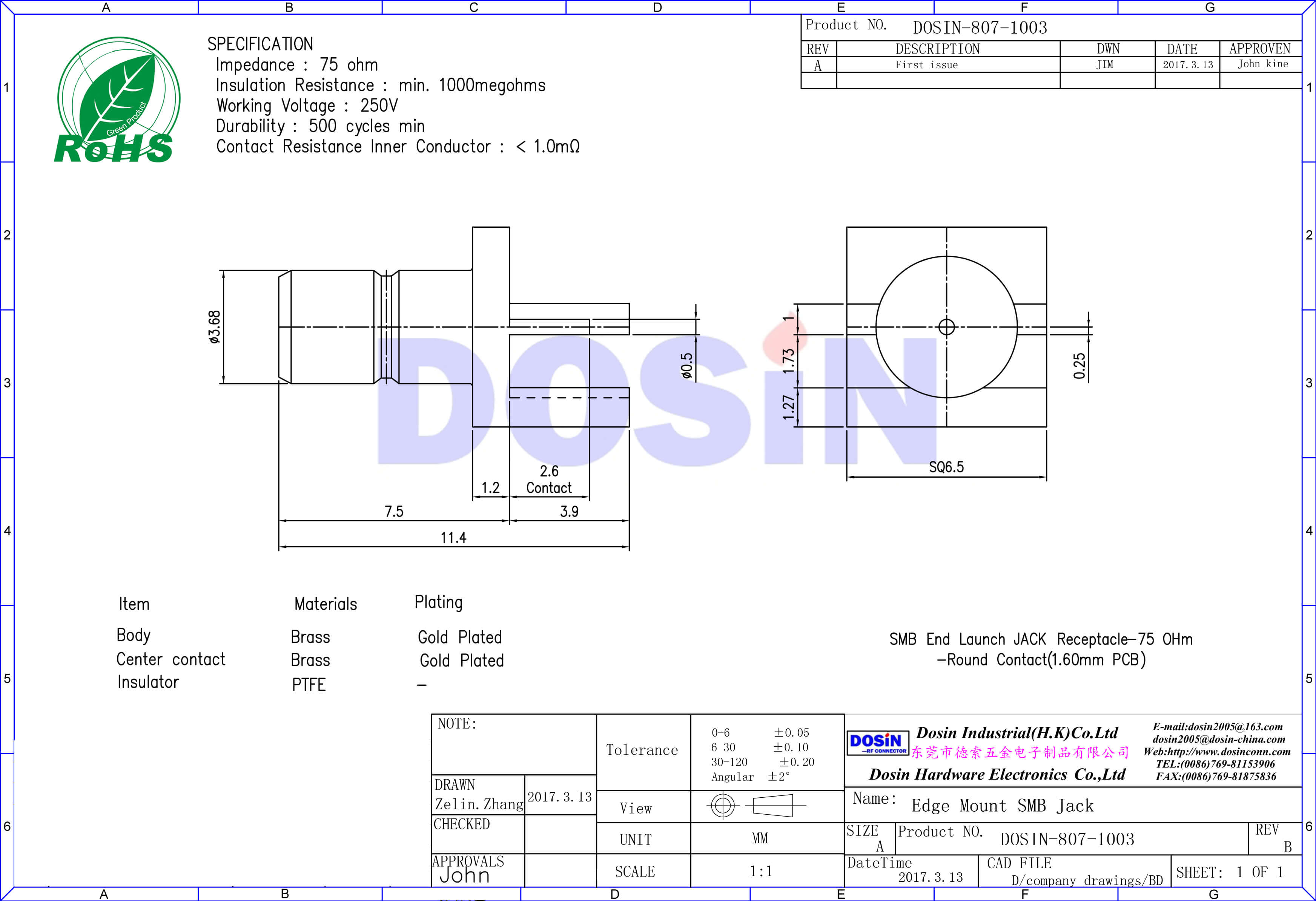 smb連接器直式邊緣卡板母頭