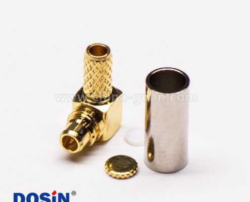 1-3 MMCX接頭彎式公頭鍍金壓接式接同軸線纜