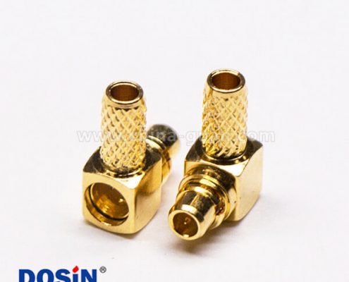 1-4 MMCX接頭彎式公頭鍍金壓接式接同軸線纜