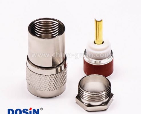 13-2 uhf公頭連接器同軸線纜螺母鎖緊滾花紋針鍍金