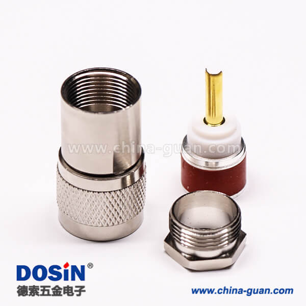 13-2 uhf公頭連接器同軸線纜螺母鎖緊滾花紋針鍍金