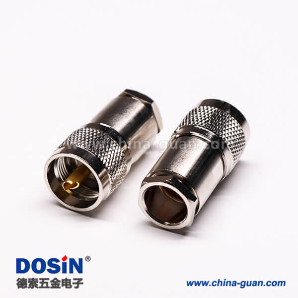13-3 uhf公頭連接器同軸線纜螺母鎖緊滾花紋針鍍金