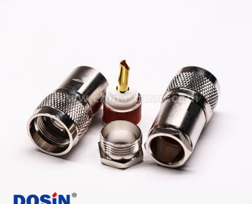 13-4 uhf公頭連接器同軸線纜螺母鎖緊滾花紋針鍍金