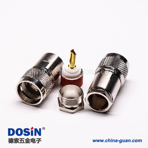 13-4 uhf公頭連接器同軸線纜螺母鎖緊滾花紋針鍍金