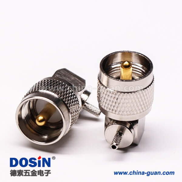 21-3 uhf公頭連接器壓接直角帶滾花紋接線