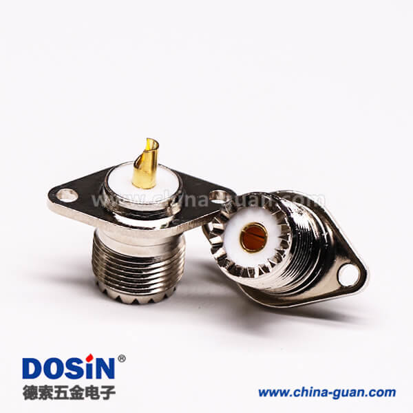 25-4 菱型連接器uhf母頭焊接直式法蘭安裝UHF-KF