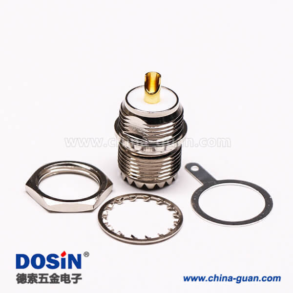 3-4 uhf射頻連接器直式母頭前鎖穿墻接面板