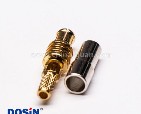 4-1 MCX連接器直式公頭鍍金開(kāi)天窗壓接式連接器