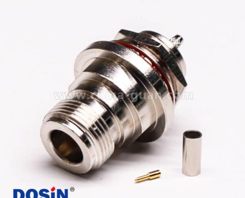 47 n型同軸連接器直式180度穿墻公頭公針壓接式接線