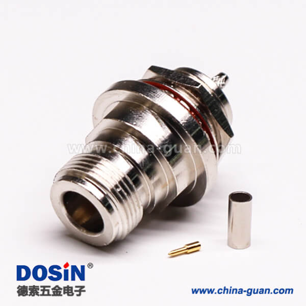 47 n型同軸連接器直式180度穿墻公頭公針壓接式接線