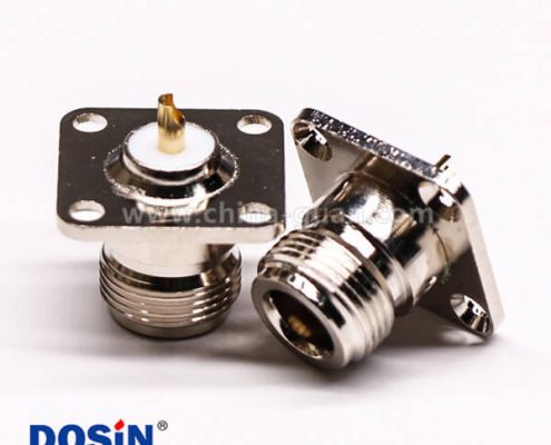 58-2 帶法蘭連接器母端N頭直式四孔法蘭焊接式