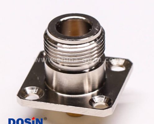 59-3 N型連接器焊接接同軸線纜直式母頭四孔法蘭