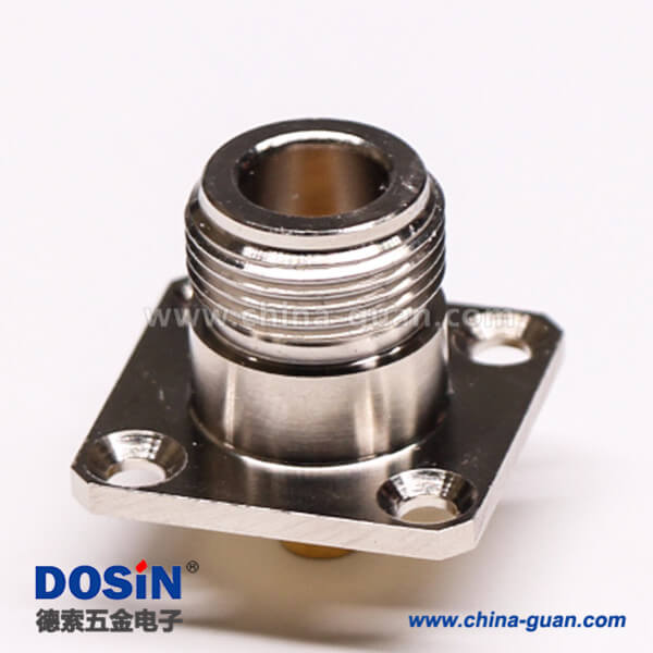 59-3 N型連接器焊接接同軸線纜直式母頭四孔法蘭